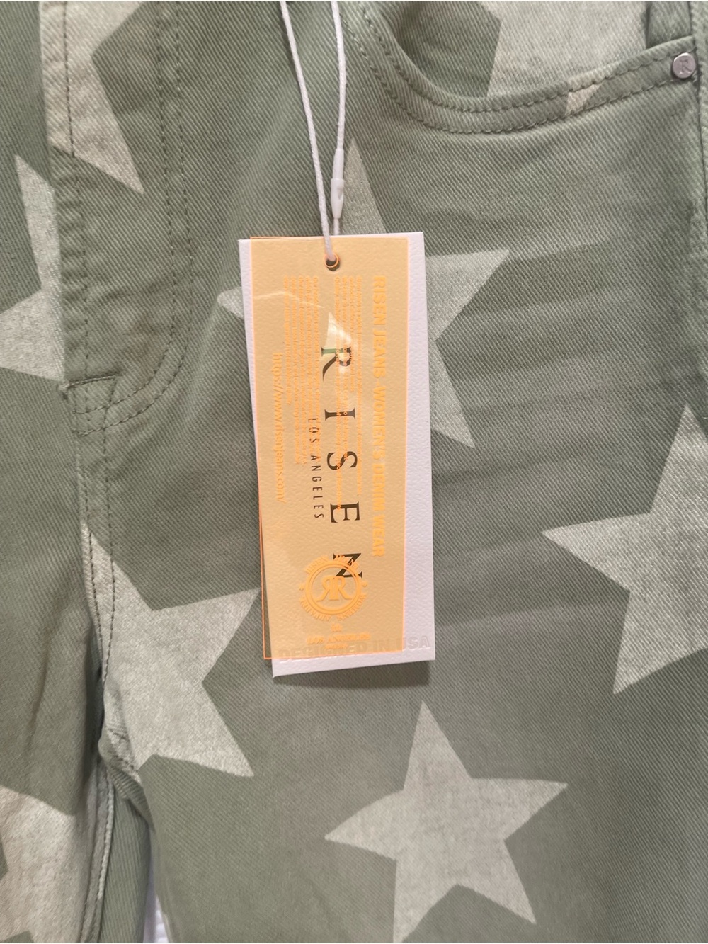 NWT Risen Jeans 5/27 Olive Star Print Distressed Crop Straight RDP5609
New with - Picture 2 of 6